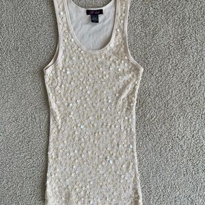 Y2K G-Lish Cream Sequin Tank Top 2000s Party Glam